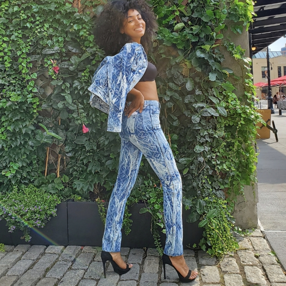 NEW JORDACHE jacket and tie dye jacquard highSLIM JEANS set